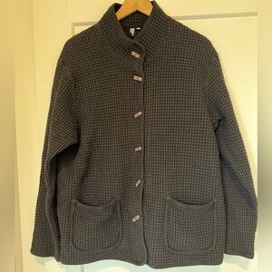 Vintage Focus Waffle Weave Black Jacket with Pockets Button Detail / XL